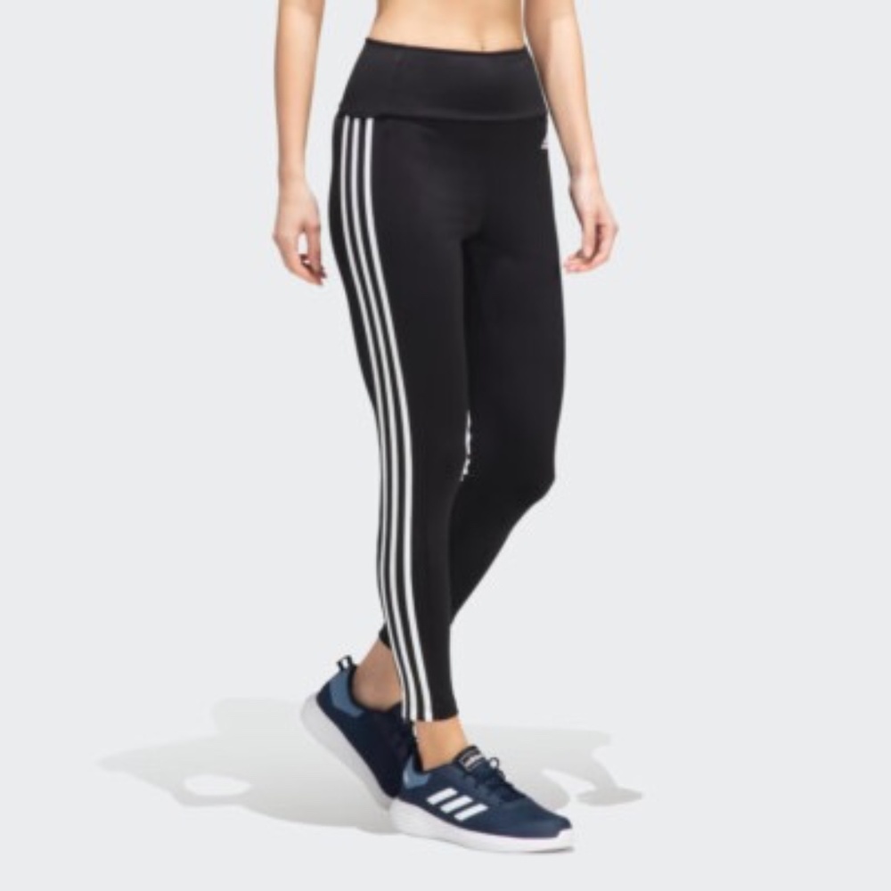 Adidas Aeroready 3-Stripe High-Rise Leggings Tights Size XL Black White